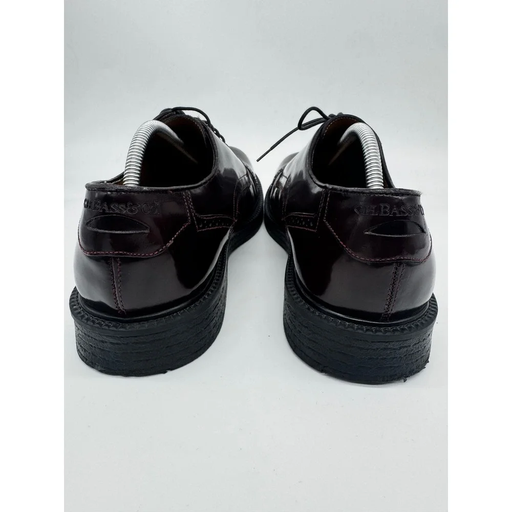 G.H. Bass Mens 13 Burgundy Leather Cap Toe Derby Shoes Made in Italy Brogue‎